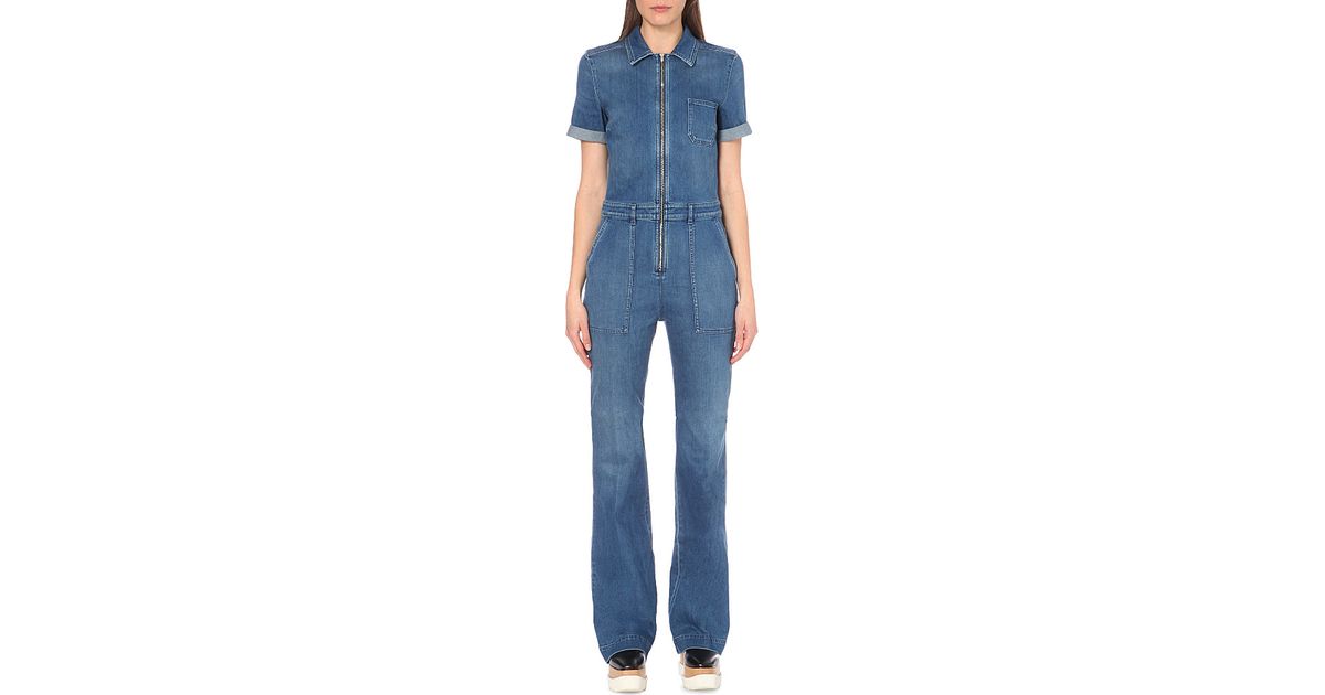denim jumpsuit flared