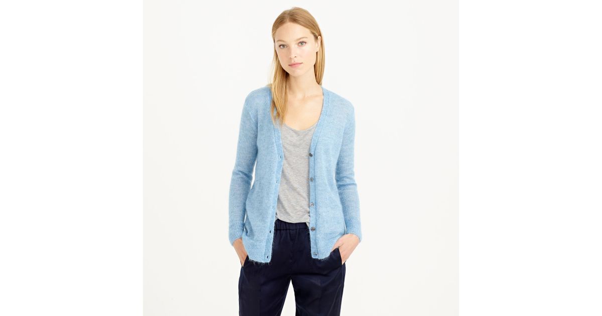 J.Crew Mohair Cardigan Sweater in Blue Lyst