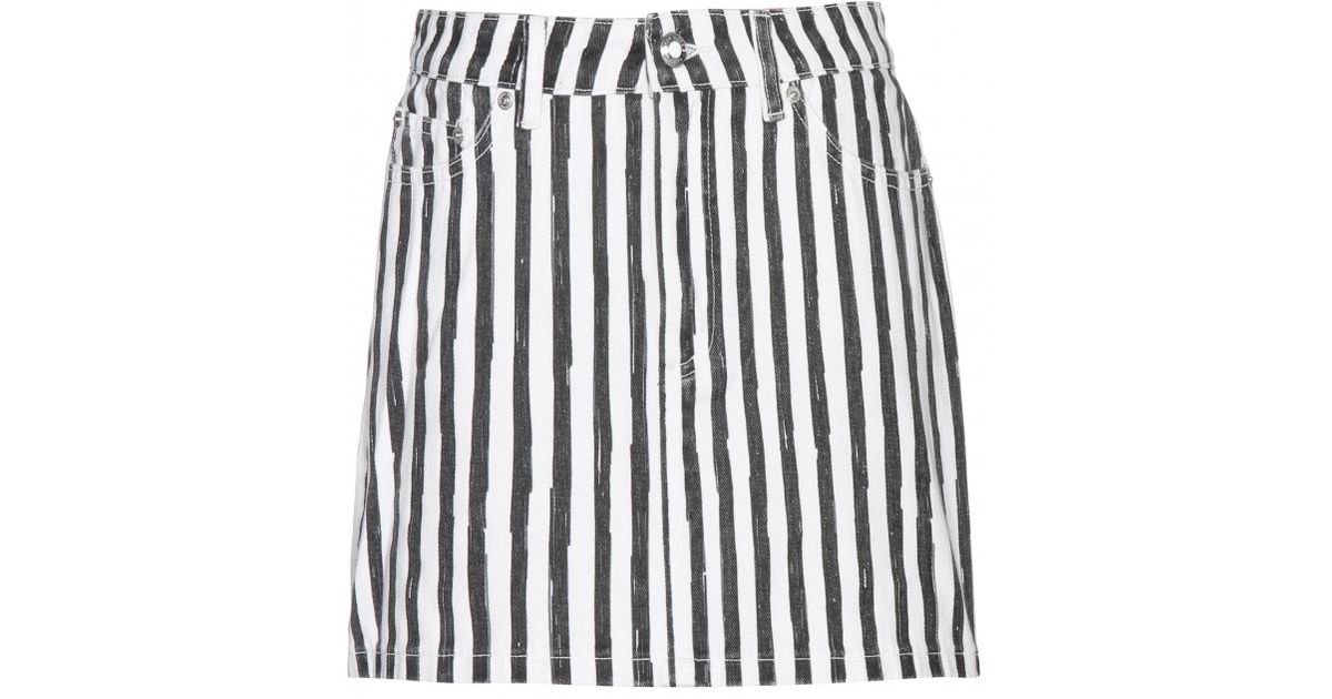 blue and white striped denim skirt