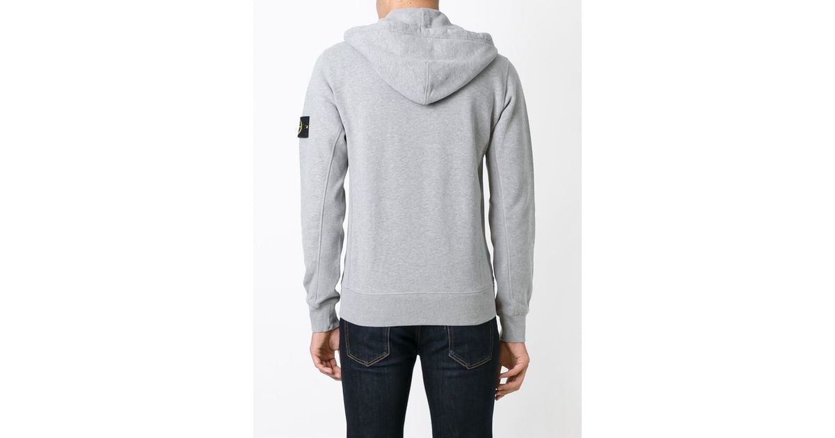 Stone Island Zipped Hoodie in Grey (Gray) for Men | Lyst