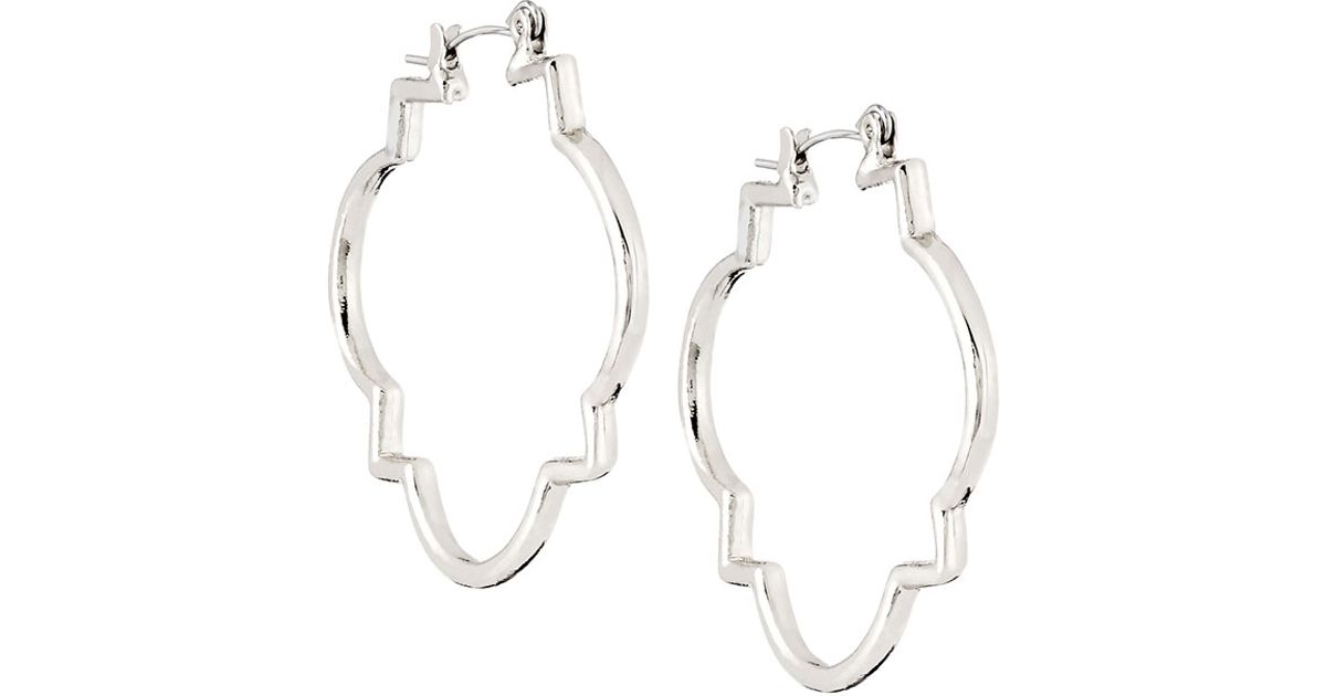 Panacea Silvertone Quatrefoil Hoop Earrings In Metallic Lyst