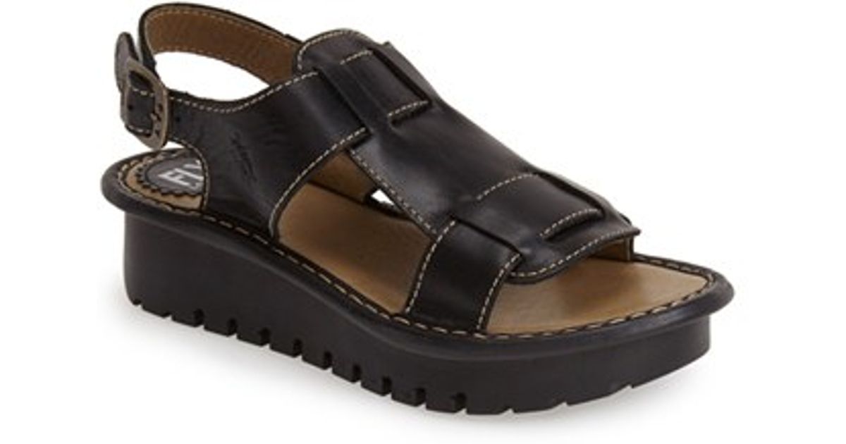 Fly london 'kani' Leather Platform Sandal in Black