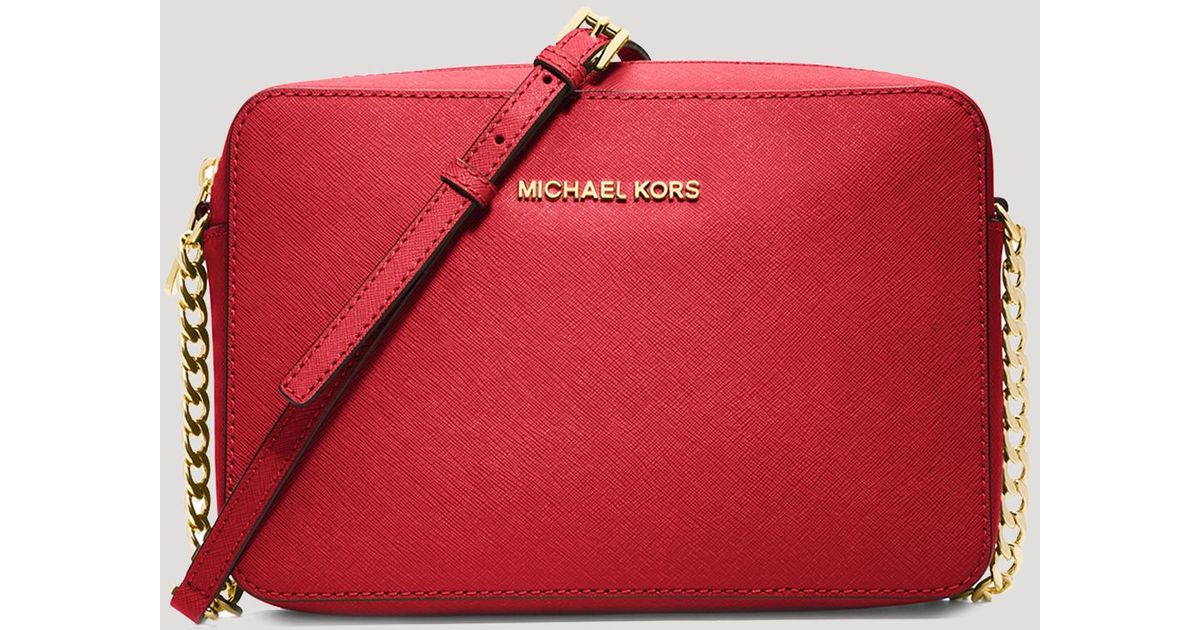Lyst - Michael Michael Kors Saffiano Leather Dome Crossbody Bag in Red