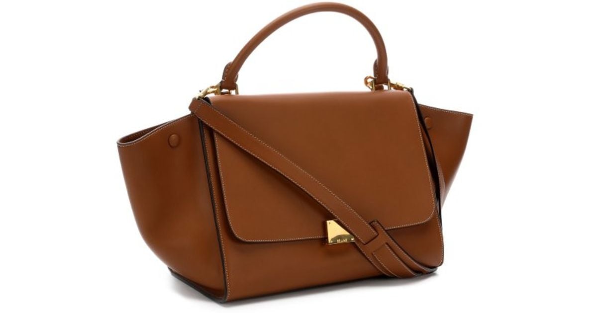 Cline Pre-Owned: Tan Leather Trapeze Top Handle Tote in Brown ...