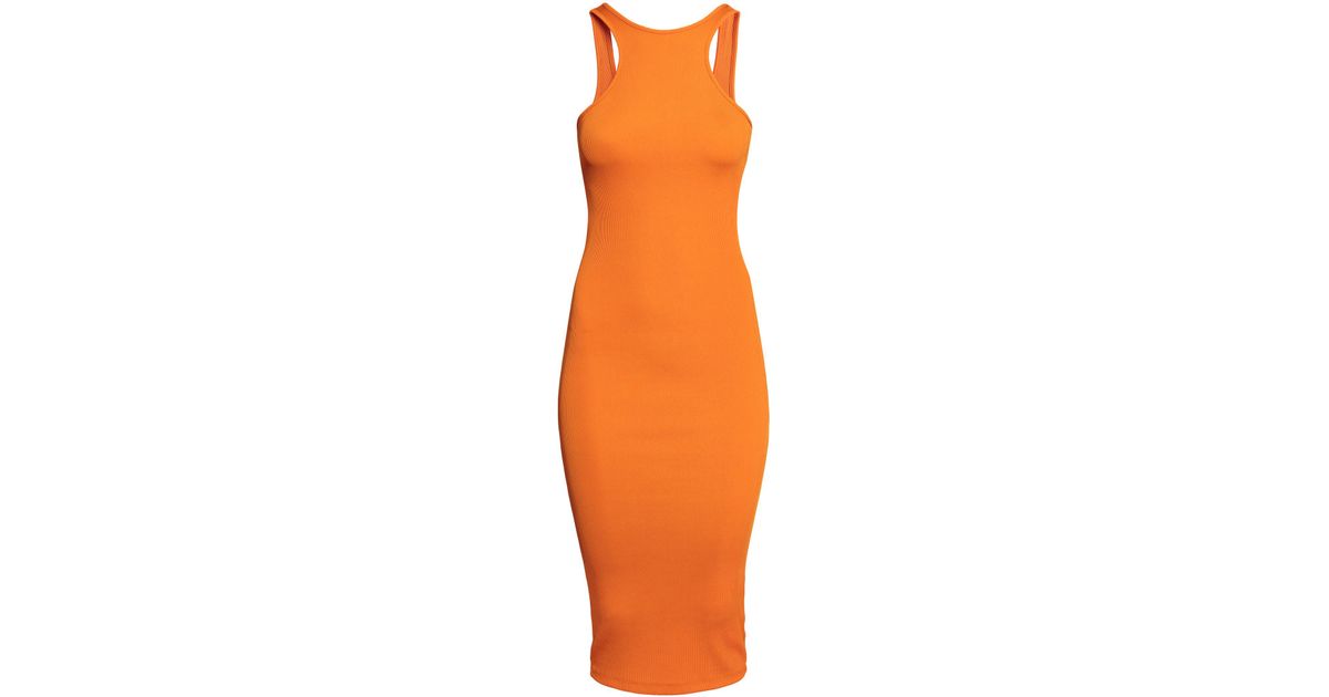 orange ribbed dress