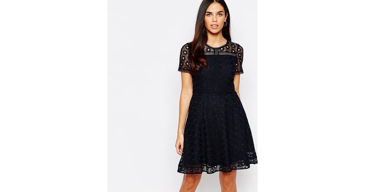 warehouse navy lace dress