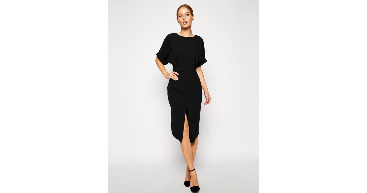 asos black wiggle dress