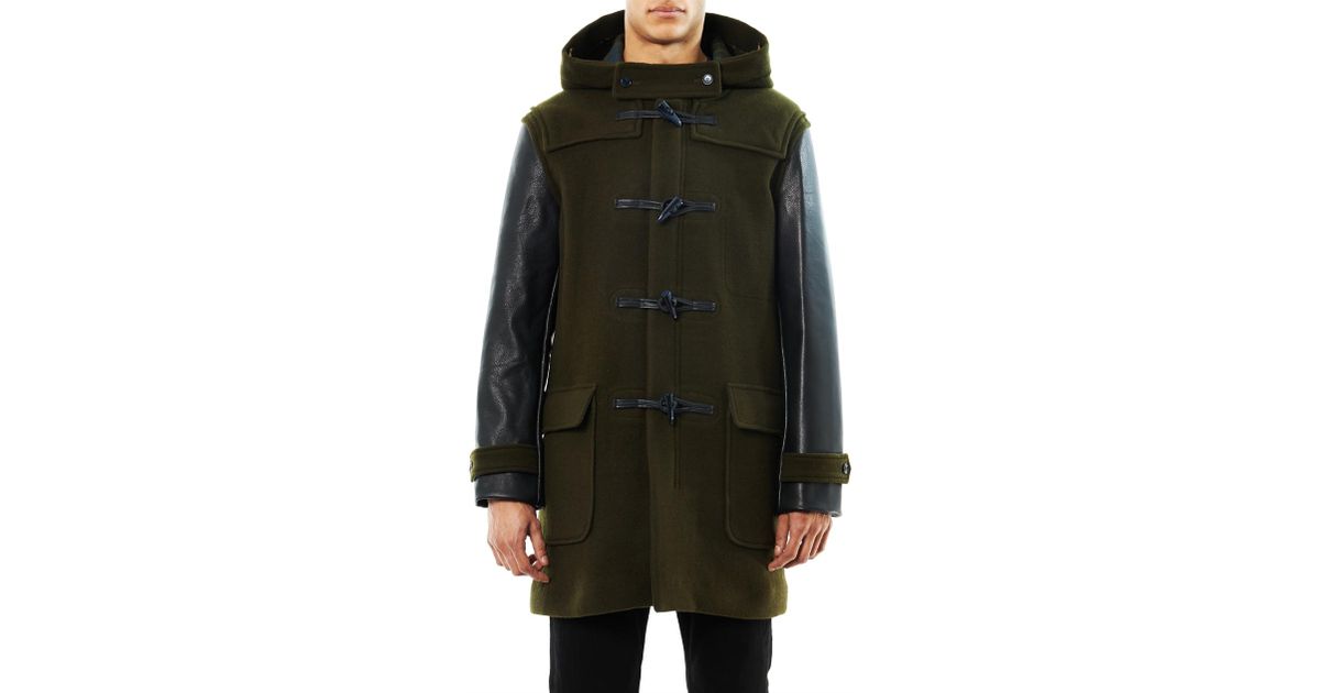 Marc By Marc Jacobs Paddington Leathersleeve Duffle Coat in Green for Men -  Lyst