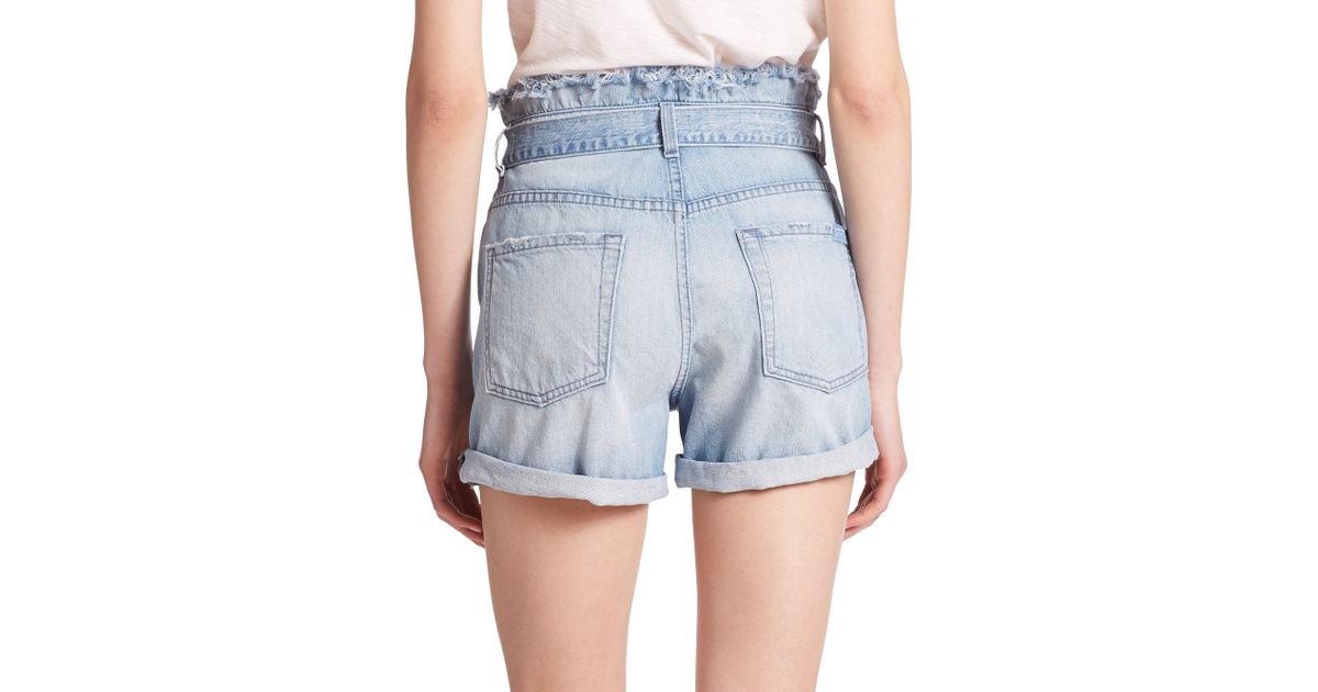 paperbag waist jean shorts