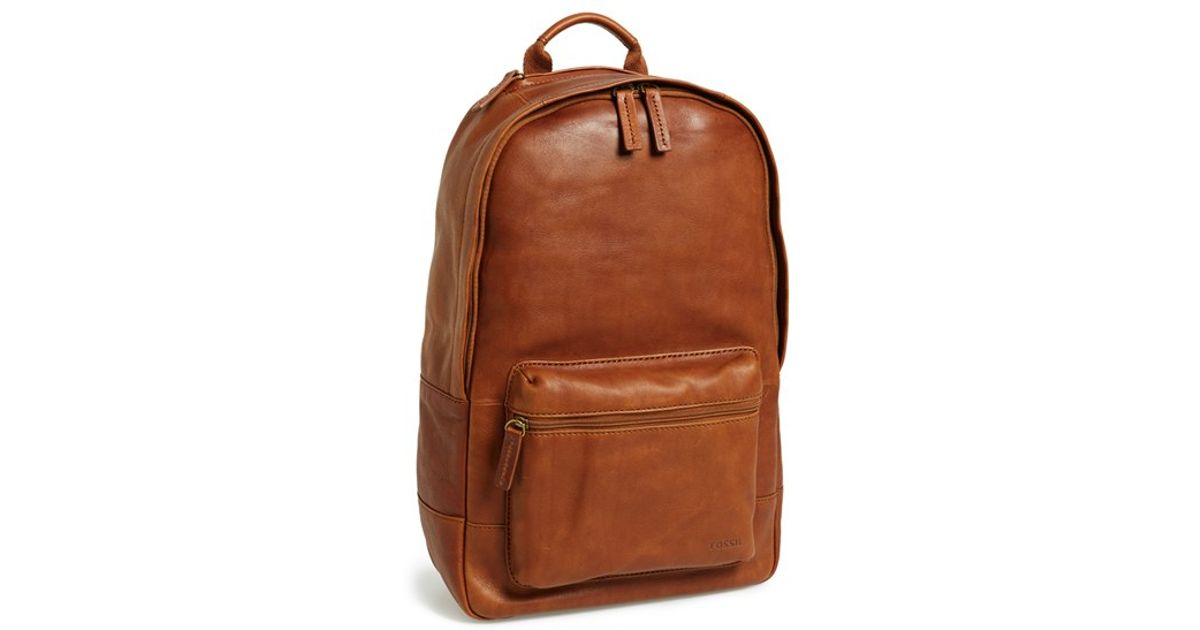 fossil mens leather backpack