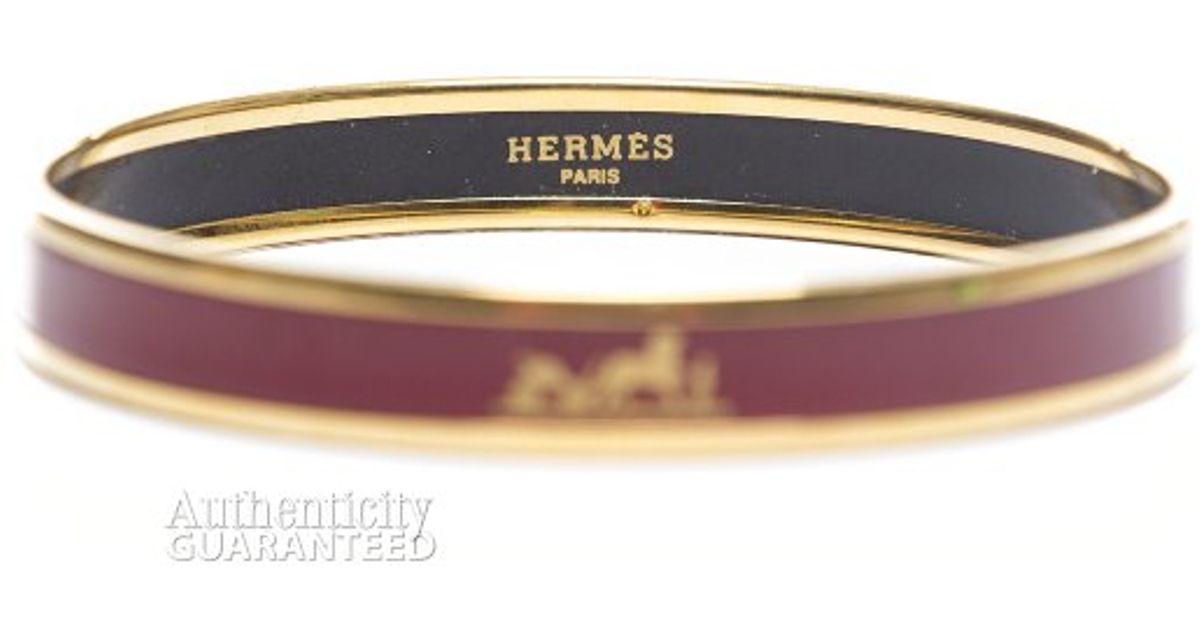 Lyst Hermès Preowned Logos Burgundy Enamel Gold 70 Bangle Bracelet Lyst Hermès Preowned Logos Burgundy Enamel Gold 70 Bangle Bracelet In Purple