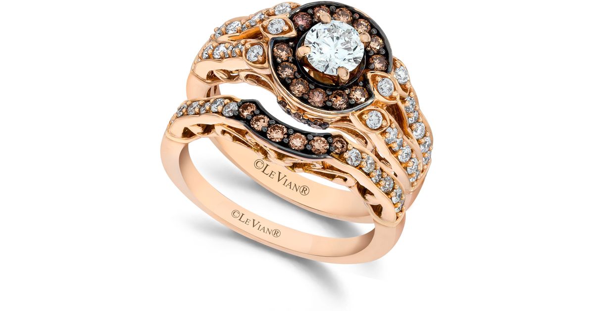 Le Vian Chocolate and White Diamond Engagement Ring Set in 14k Rose Gold  113 Ct Tw in Brown | Lyst