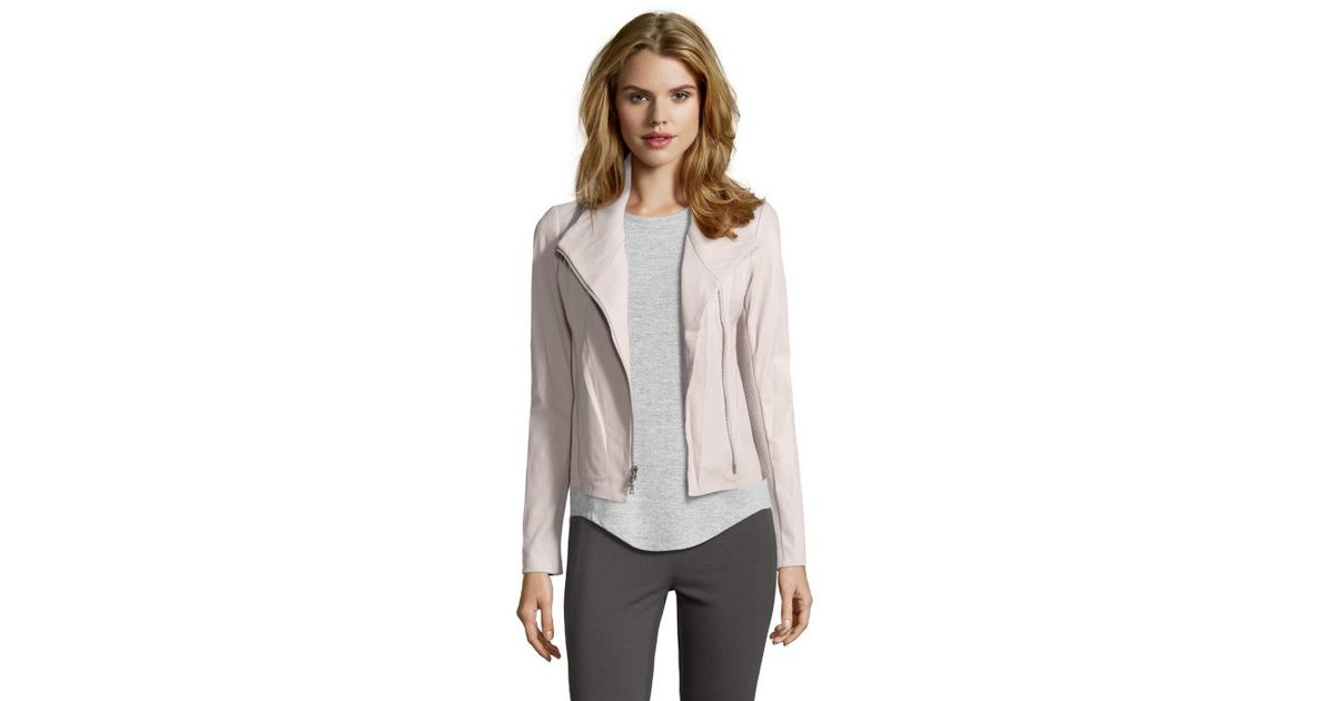 Lyst Vince Off White Leather Asymmetrical Zip Scuba Jacket In