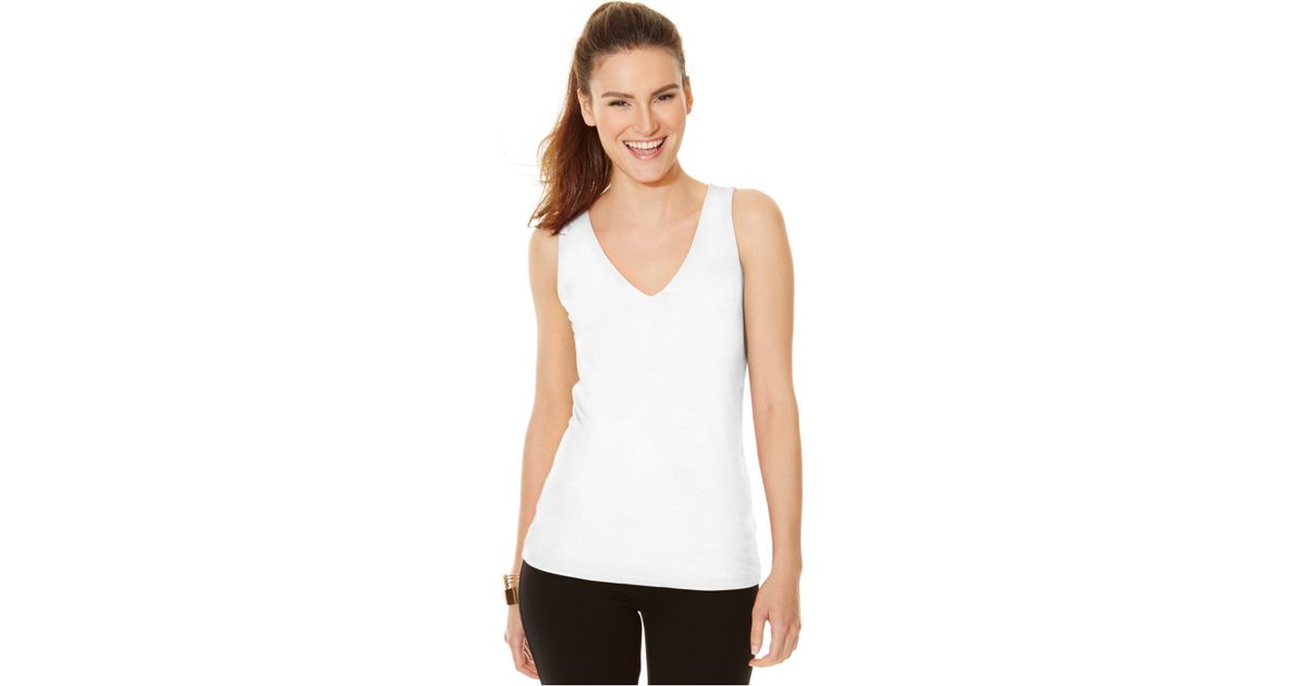 INC International Concepts V-neck Tank Top, Only At Macy's in White