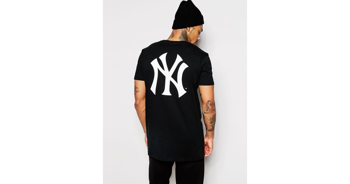 Receiver Big beneficial Majestic Longline Yankees T-shirt With Large Logo Back Print in Black for  Men | Lyst