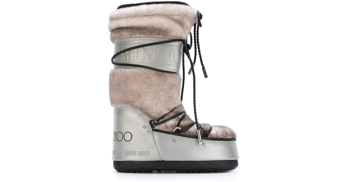 Jimmy Choo Lace-Up Shearling Snow Boots 