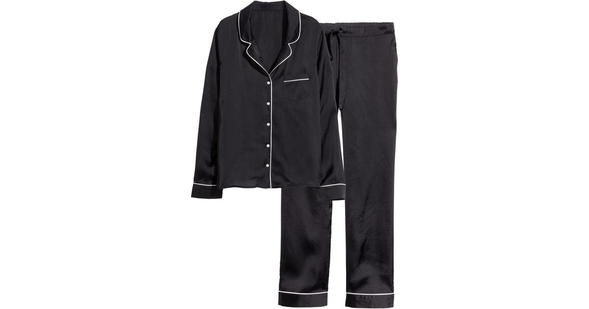 H&M Satin Pyjamas in Black - Lyst