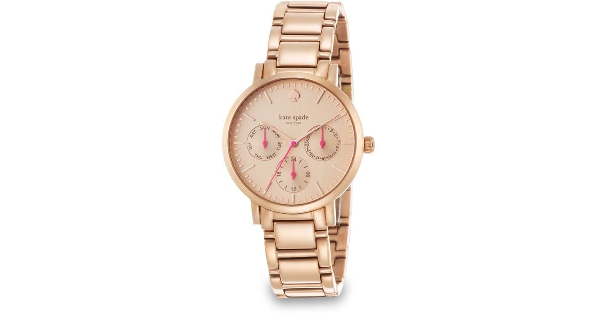 Kate Spade New York Pink Gramercy Grand Rose Goldtone Stainless Steel Chronograph Bracelet Watch Kate Spade New York Pink Gramercy Grand Rose Goldtone Stainless Steel Chronograph Bracelet Watch
