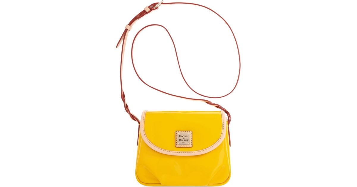 Dooney & Bourke Patent Leather Pleated Crossbody in Bright Yellow