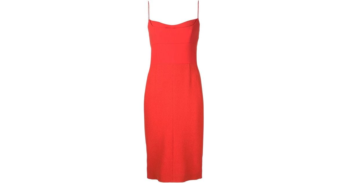 Narciso Rodriguez Spaghetti Strap Dress in Red | Lyst