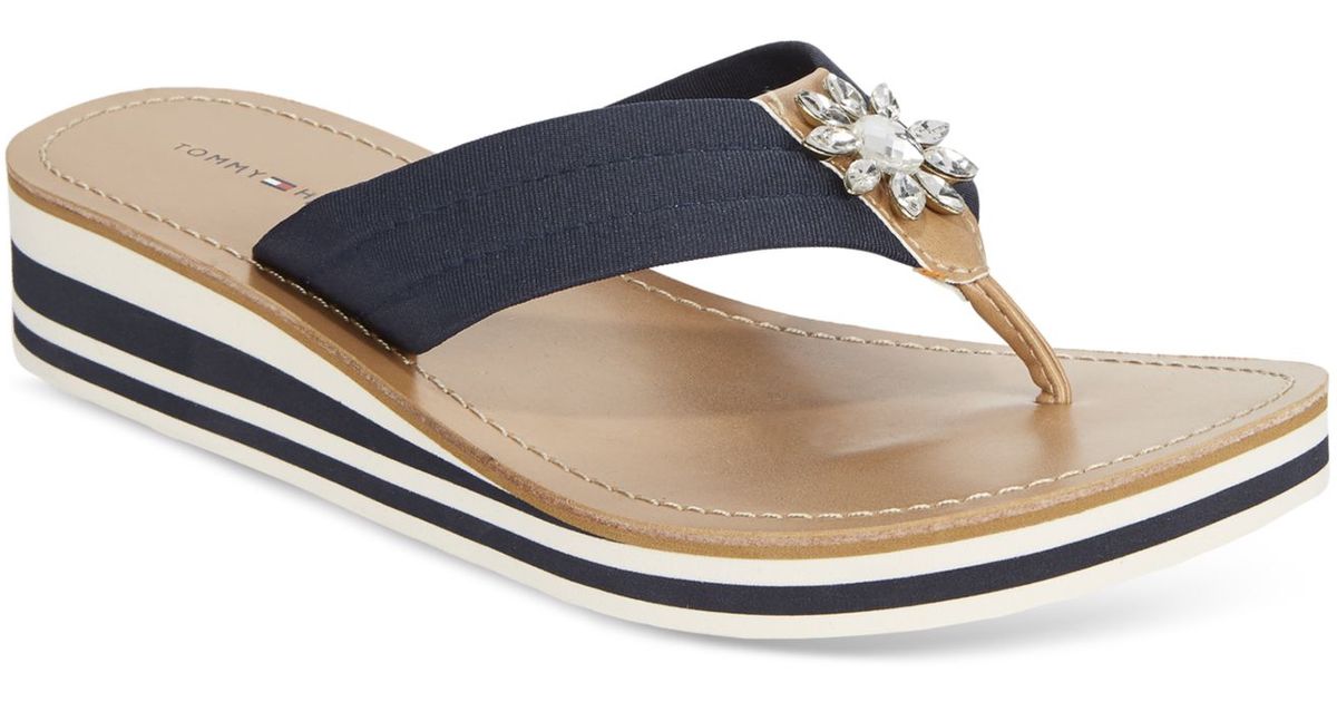 navy blue wedge flip flops