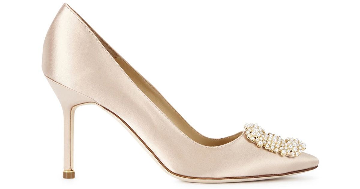 champagne satin pumps