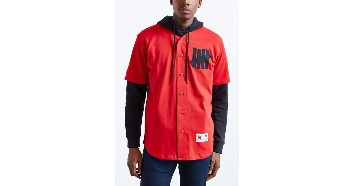 all red baseball jersey