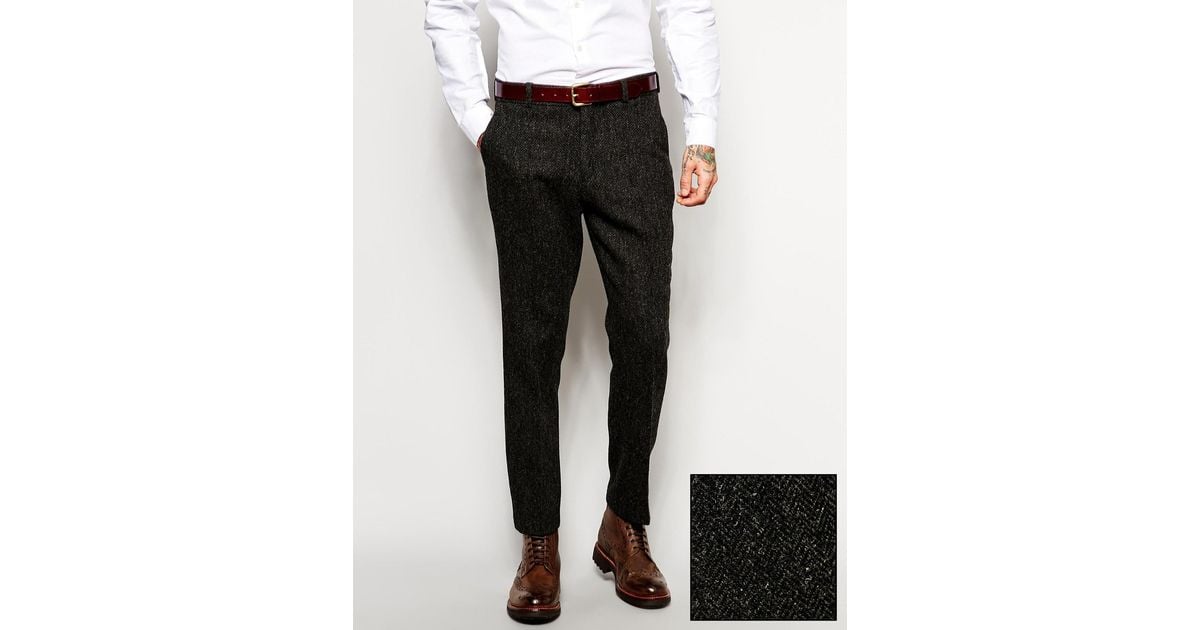 ASOS Slim Fit Suit Trousers In Harris Tweed Fabric in Charcoal (Gray ...