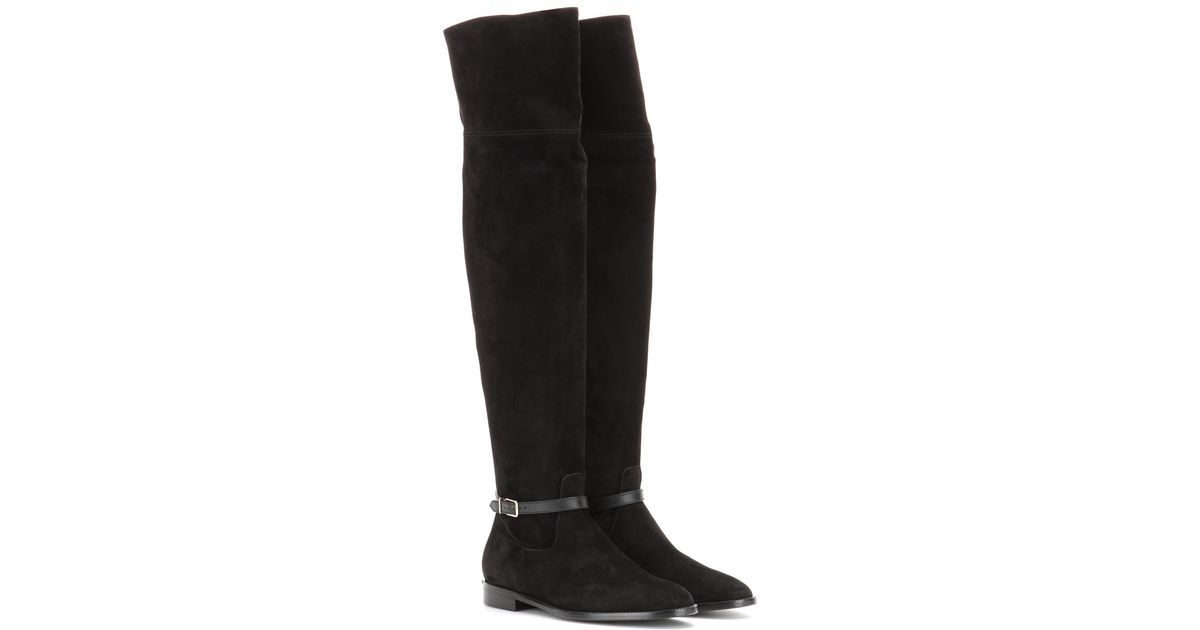 Lyst - Burberry Suede Over-The-Knee Boots in Black