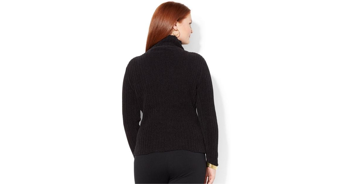 Lauren by Ralph Lauren Plus Size Ribbed Turtleneck Sweater in Black Lyst