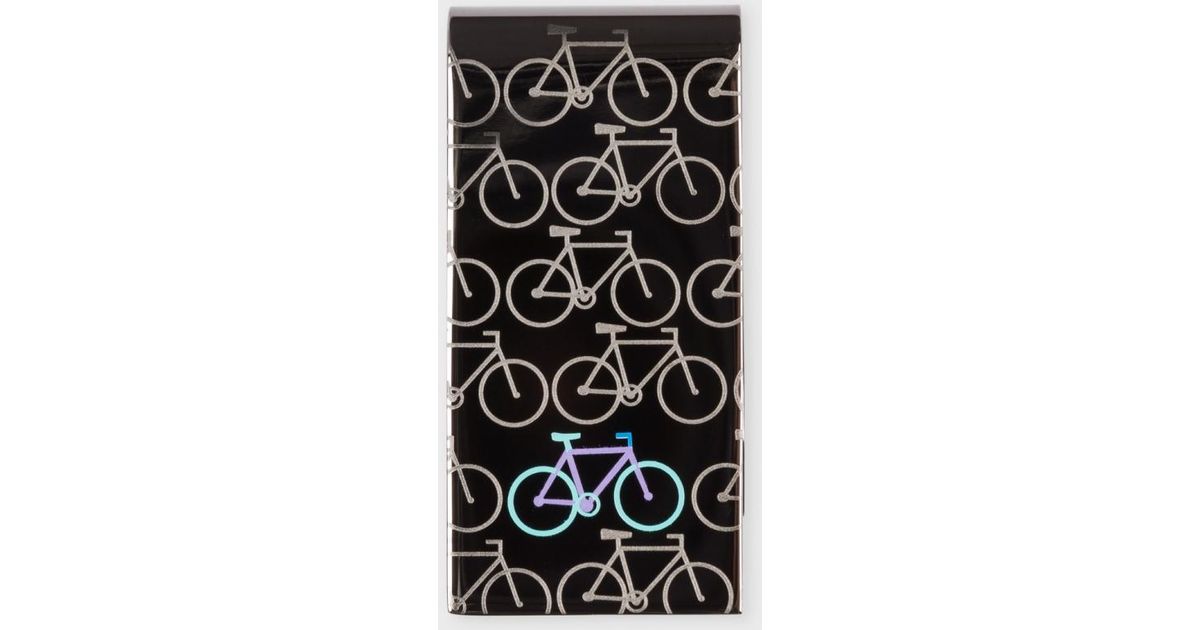 paul smith anodised silver mens anodised silver bicycle pattern money clip product 2 297281942 normal