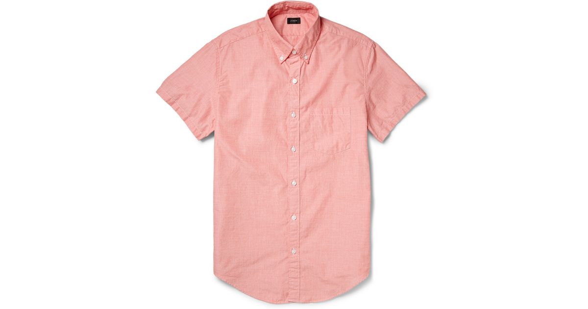 J.Crew Button-Down Collar Cotton Short-Sleeve Shirt in Pink for Men | Lyst