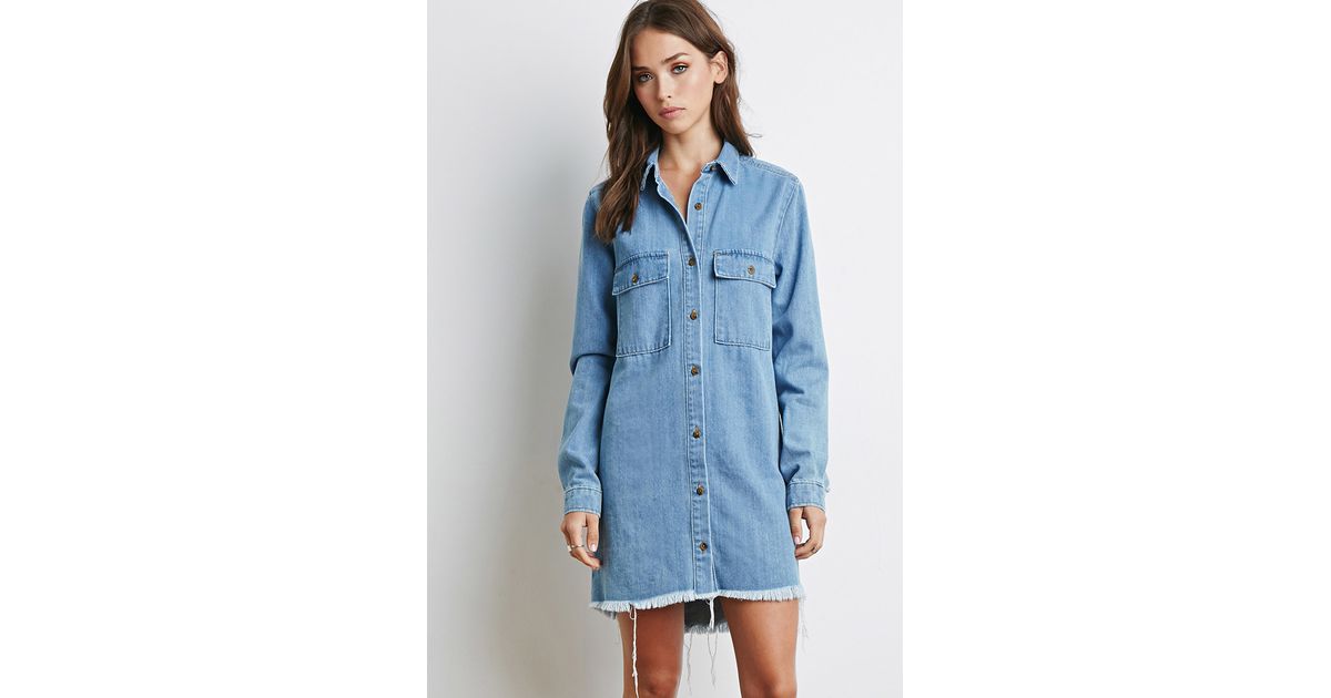 frayed denim dress