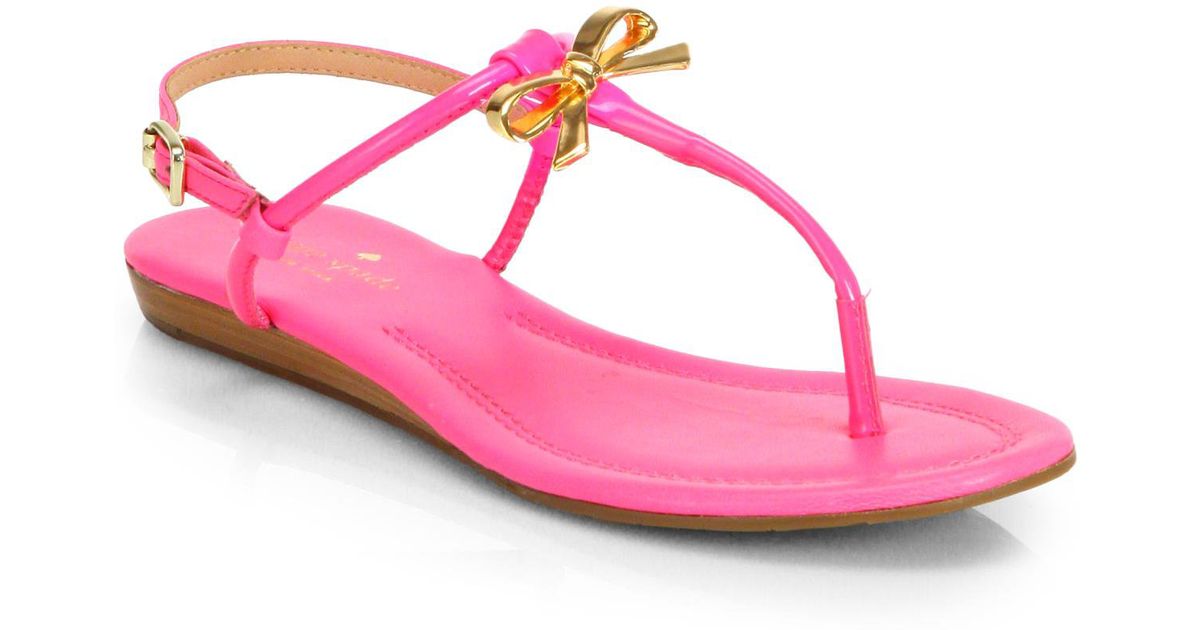 Kate Spade Tracie Patent Leather Thong Sandals in Pink - Lyst