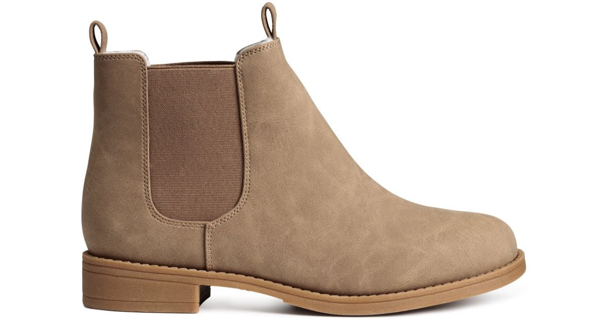 H&M Leather Chelsea Boots in Beige (Natural) - Lyst
