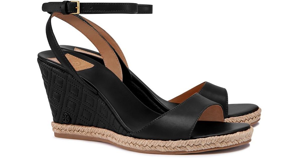 tory burch black espadrille wedges