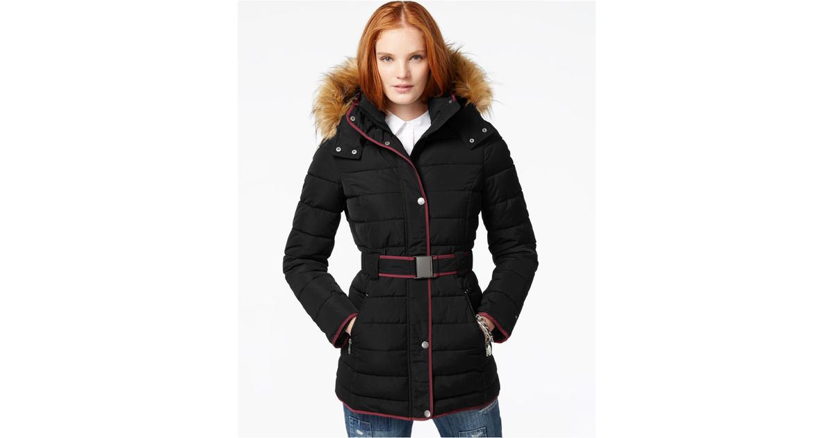 tommy hilfiger belted puffer jacket