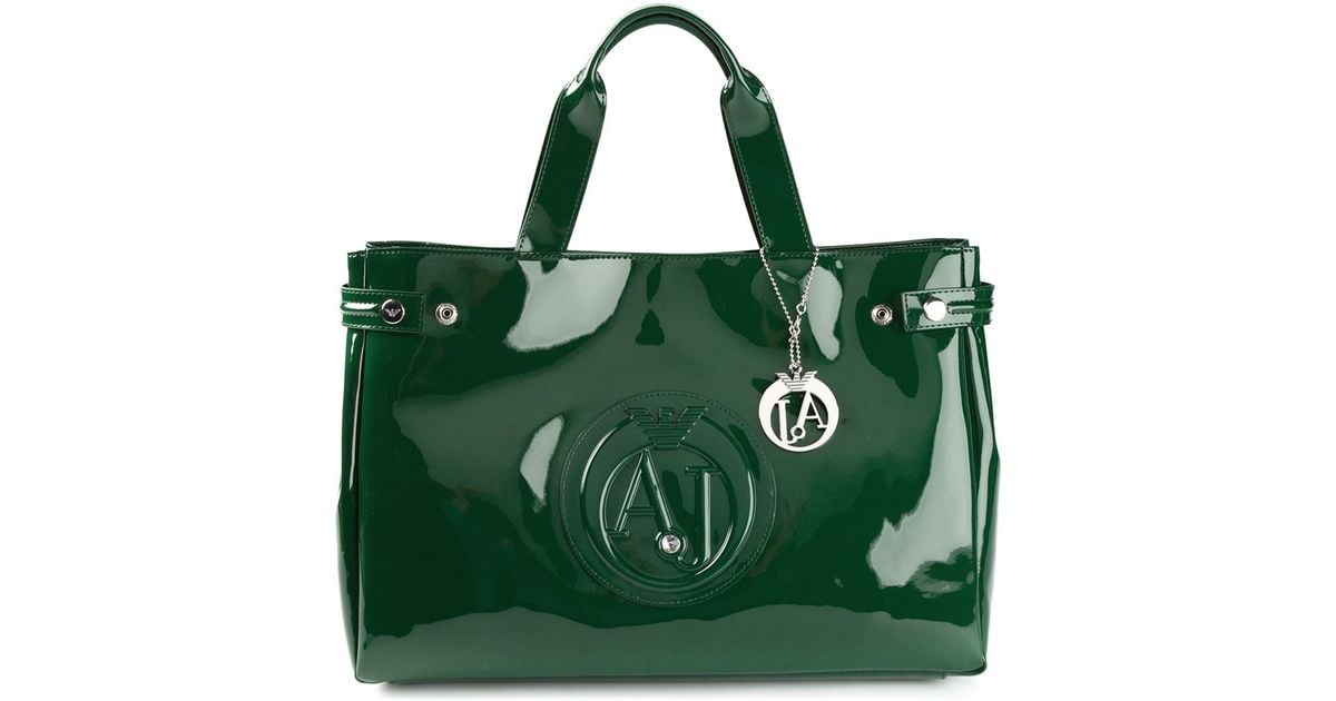 Armani Jeans Logo Shopper Bag in Green | Lyst