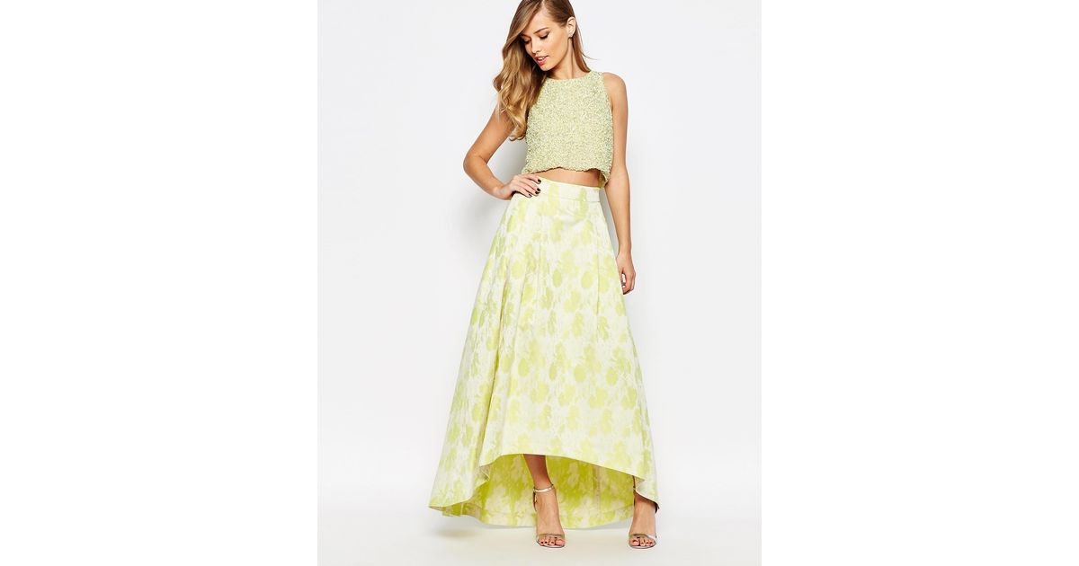 Coast Rivena Maxi Skirt In Lime in Green | Lyst