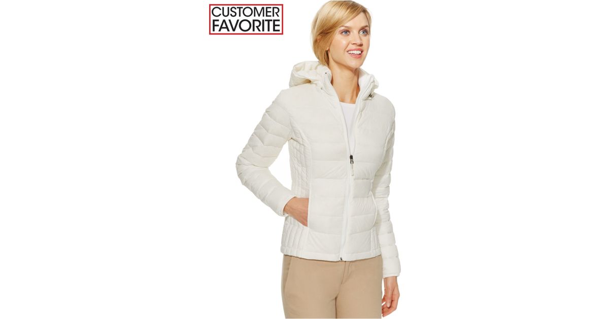 white packable down jacket