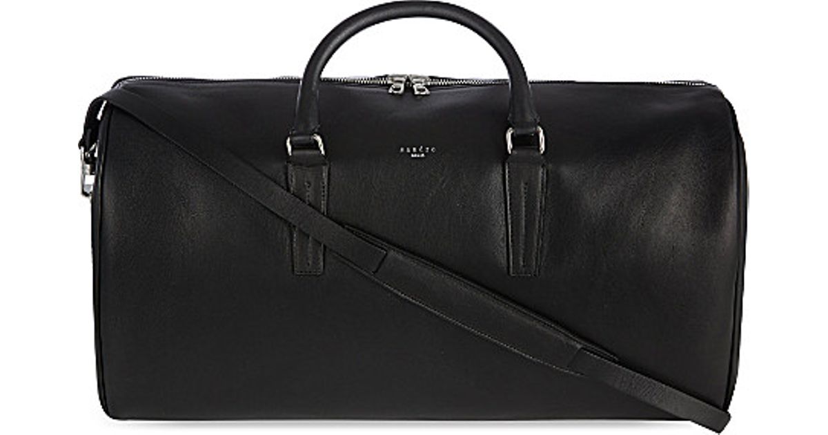 black leather weekend bag mens