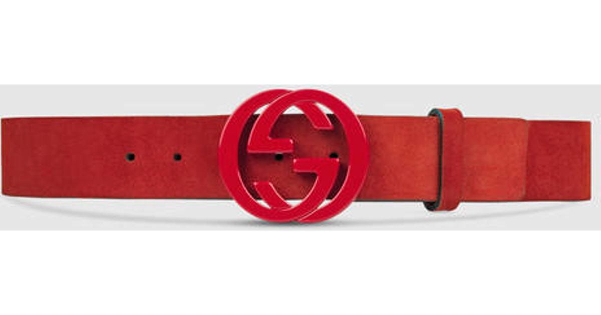 Lyst - Gucci Suede Belt With Interlocking G in Red