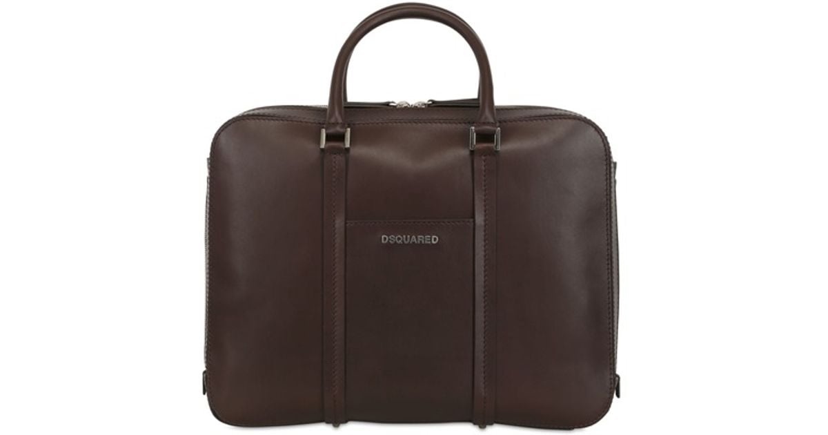 Dsquared2 Matt Leather Double Zip Bag in Brown for Men | Lyst