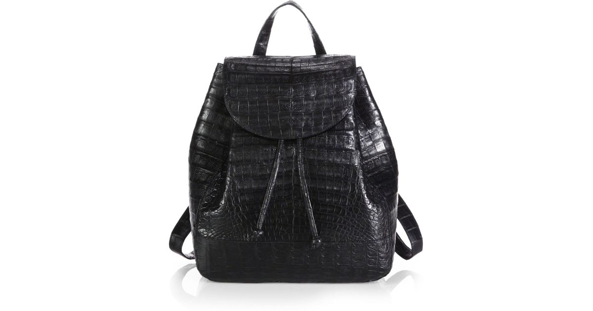black croc backpack