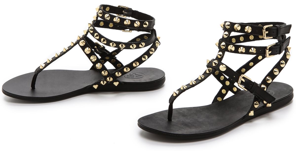ash studded sandals black