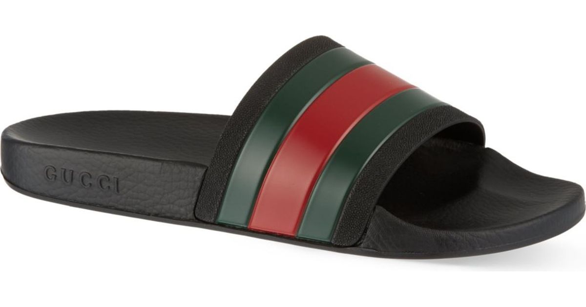 Gucci Pursuit Striped Rubber Slides in Black for Men | Lyst