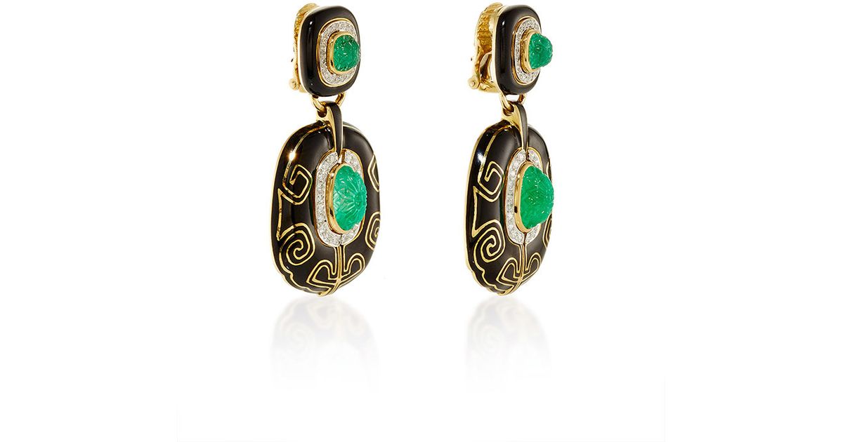 Lyst David Webb Couture Lantern Earrings In Green