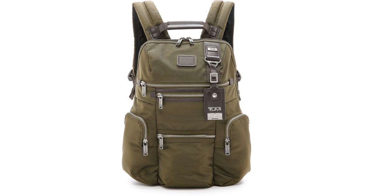 tumi olive green backpack