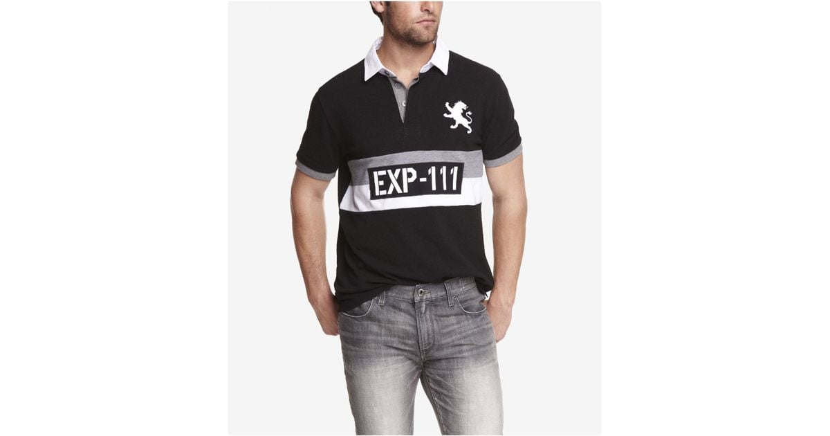 Express Stripe Graphic Large Lion Polo in Black for Men | Lyst