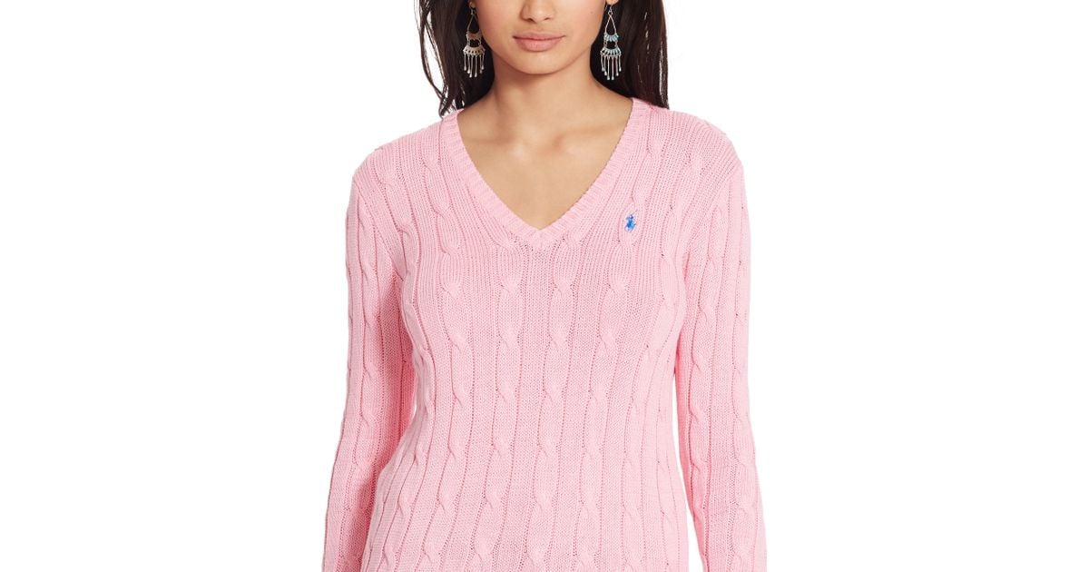 ralph lauren pink v neck jumper